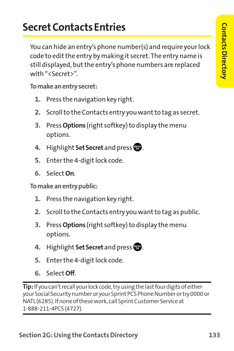 Secret contacts entries | Sanyo MM-9000 User Manual | Page 143 / 367