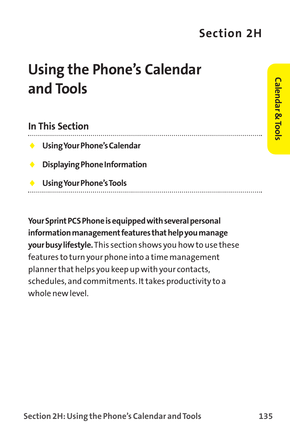 Using the phone’s calendar and tools, 2h. using the phone’s calendar and tools | Sanyo MM-9000 User Manual | Page 145 / 367