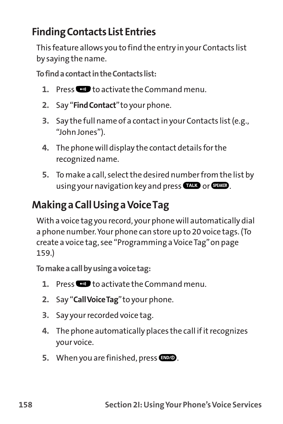 Finding contacts list entries, Making a call using a voice tag | Sanyo MM-9000 User Manual | Page 168 / 367