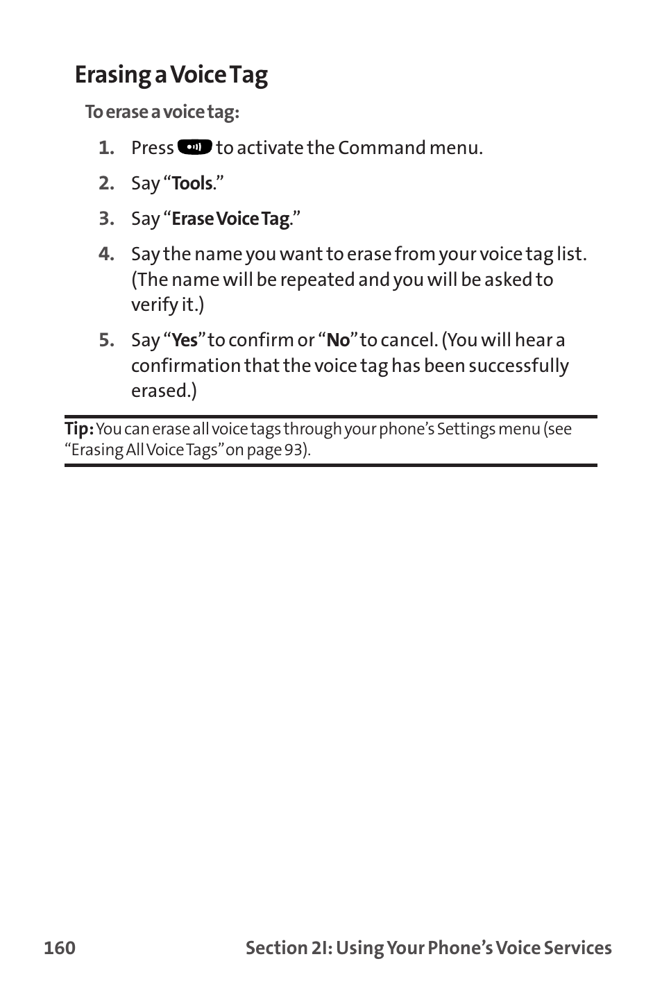 Erasing a voice tag | Sanyo MM-9000 User Manual | Page 170 / 367