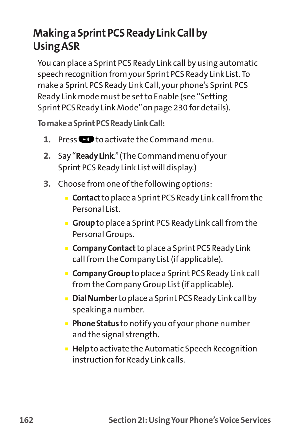 Making a sprint pcs ready link call by using asr | Sanyo MM-9000 User Manual | Page 172 / 367