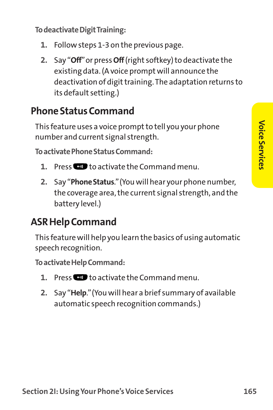 Phone status command, Asr help command | Sanyo MM-9000 User Manual | Page 175 / 367