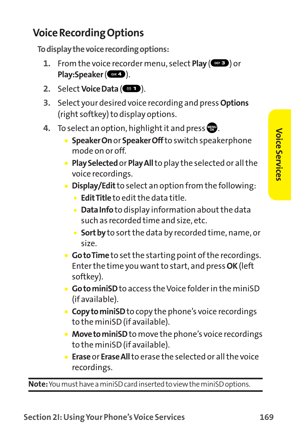 Voice recording options, Vo ice ser vices | Sanyo MM-9000 User Manual | Page 179 / 367