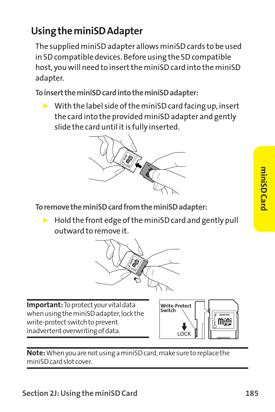 Using the minisd adapter | Sanyo MM-9000 User Manual | Page 195 / 367