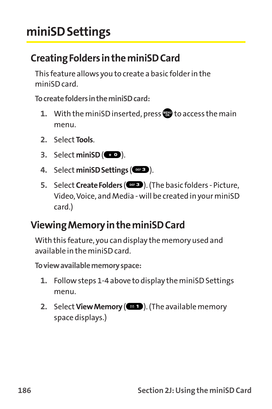 Minisd settings, Creating folders in the minisd card | Sanyo MM-9000 User Manual | Page 196 / 367