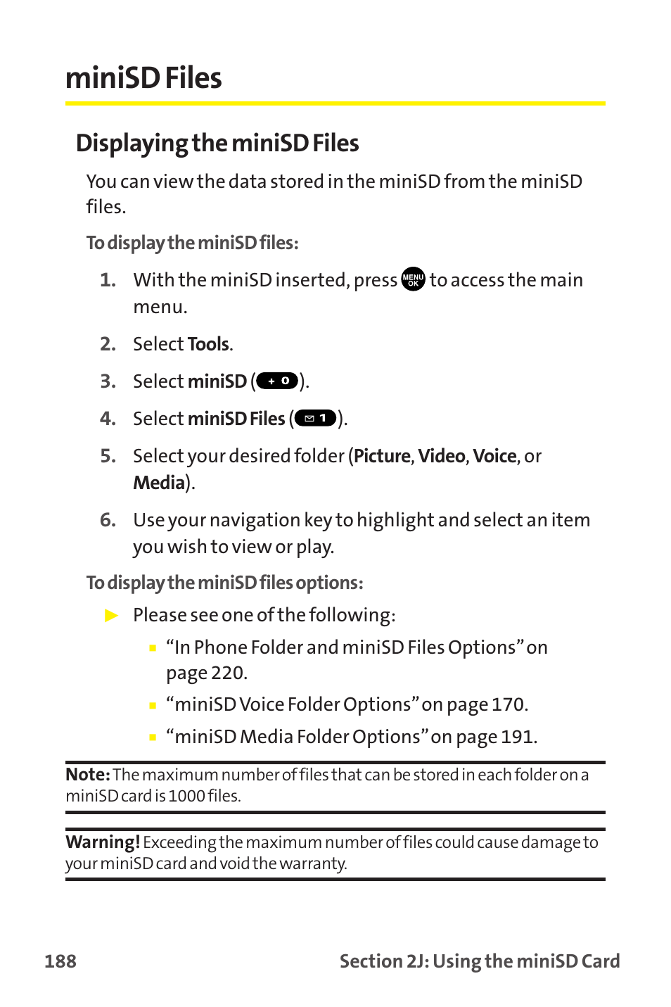 Minisd files, Displaying the minisd files | Sanyo MM-9000 User Manual | Page 198 / 367