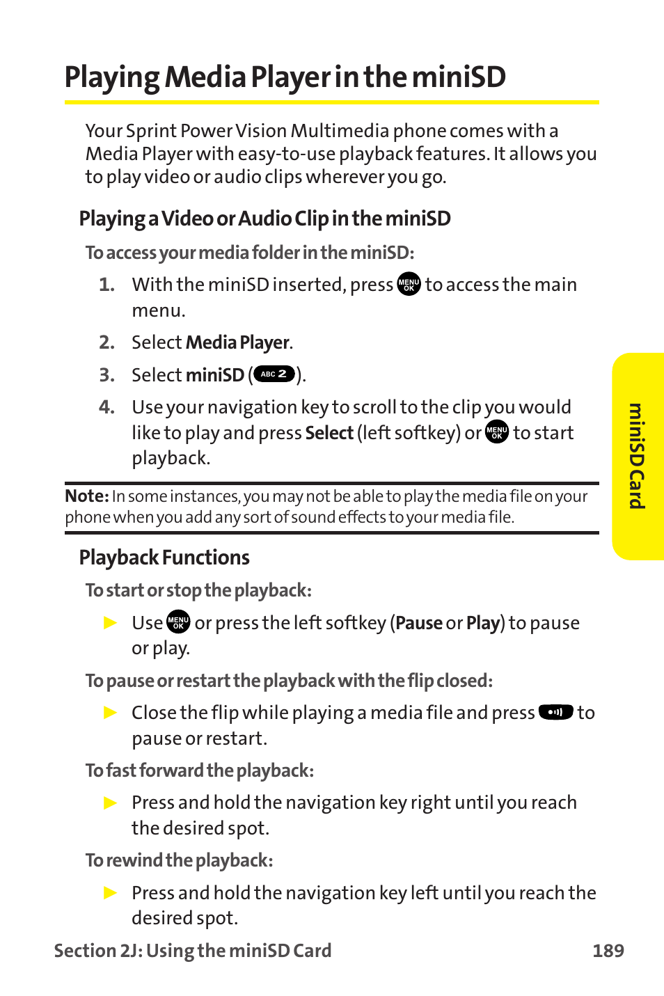 Playing media player in the minisd | Sanyo MM-9000 User Manual | Page 199 / 367