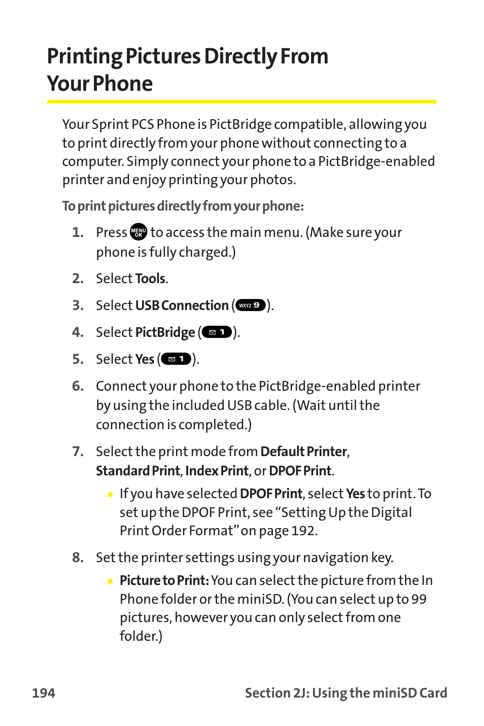 Printing pictures directly from your phone | Sanyo MM-9000 User Manual | Page 204 / 367