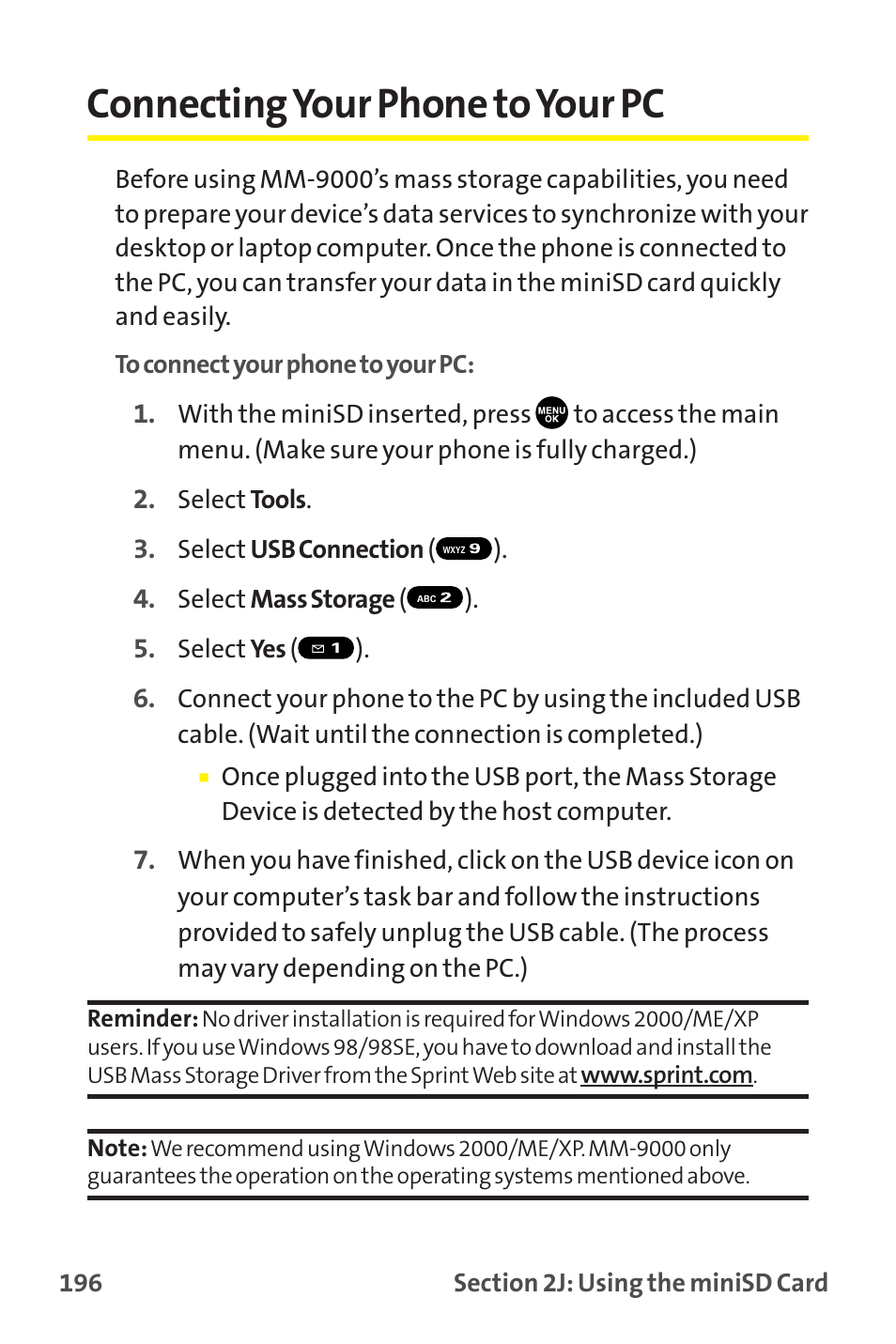 Connecting your phone to your pc | Sanyo MM-9000 User Manual | Page 206 / 367