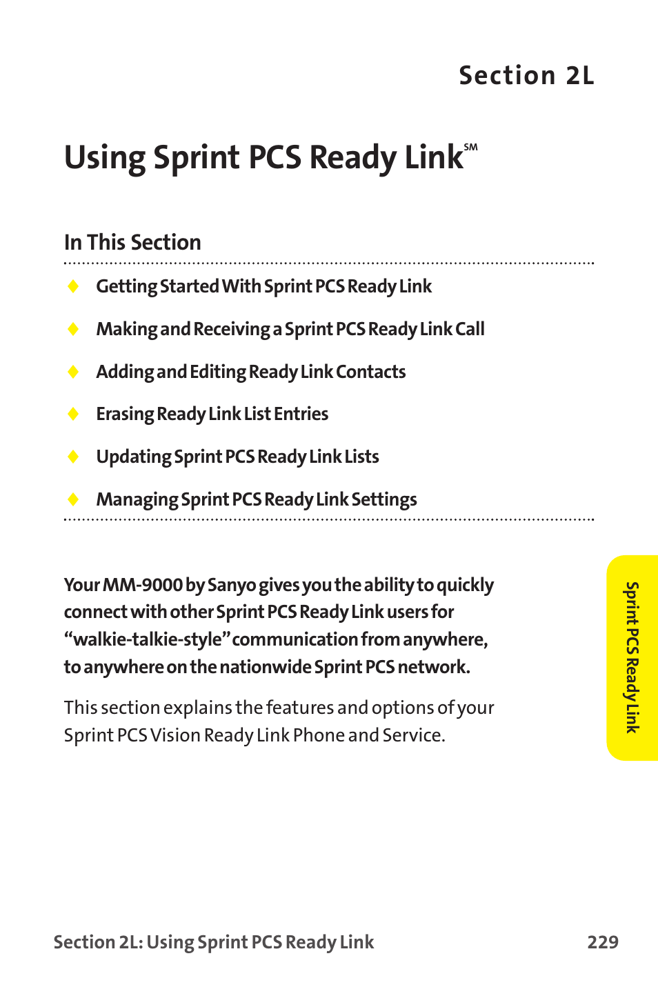 Using sprint pcs ready link, 2l. using sprint pcs ready link | Sanyo MM-9000 User Manual | Page 239 / 367