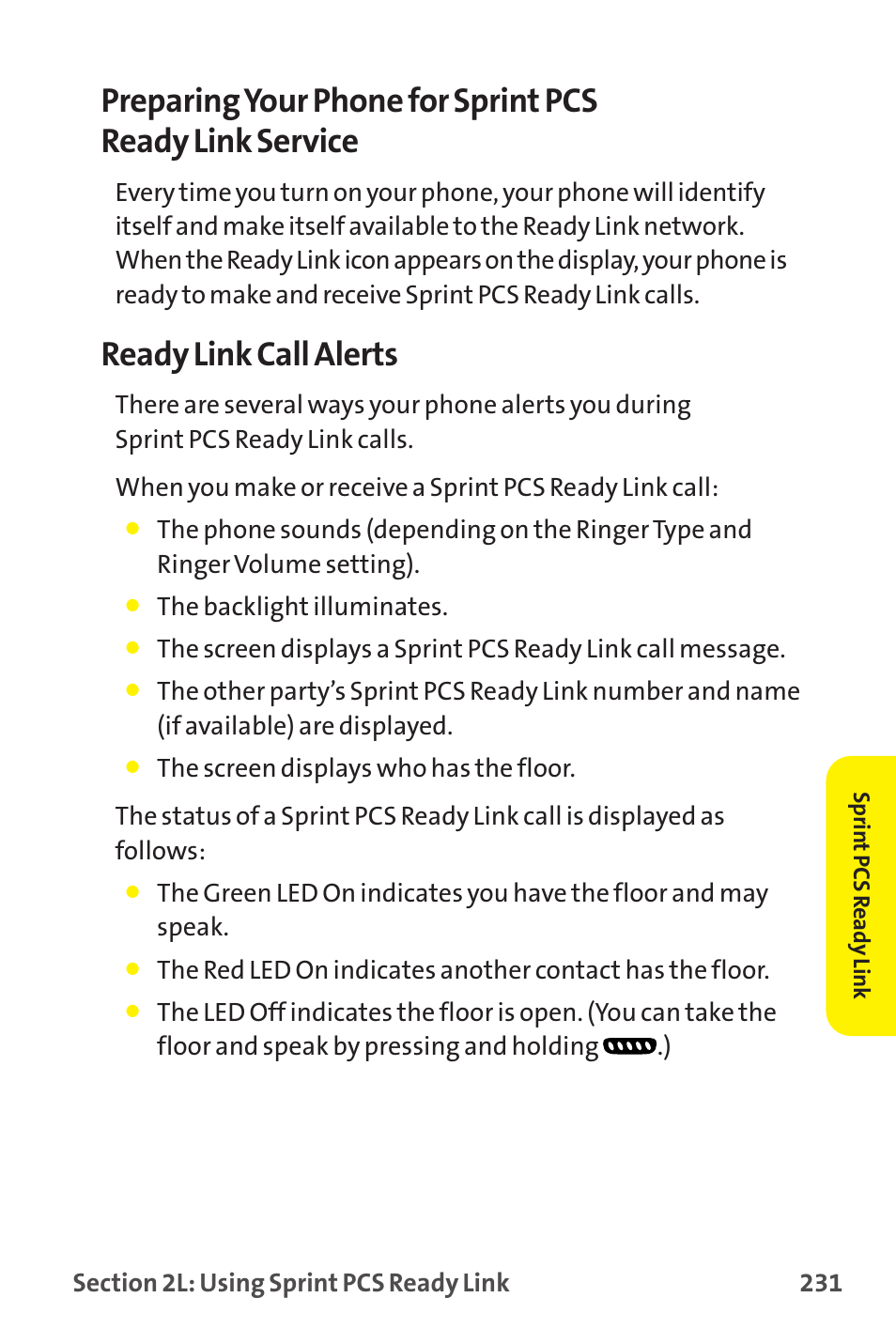 Ready link call alerts | Sanyo MM-9000 User Manual | Page 241 / 367