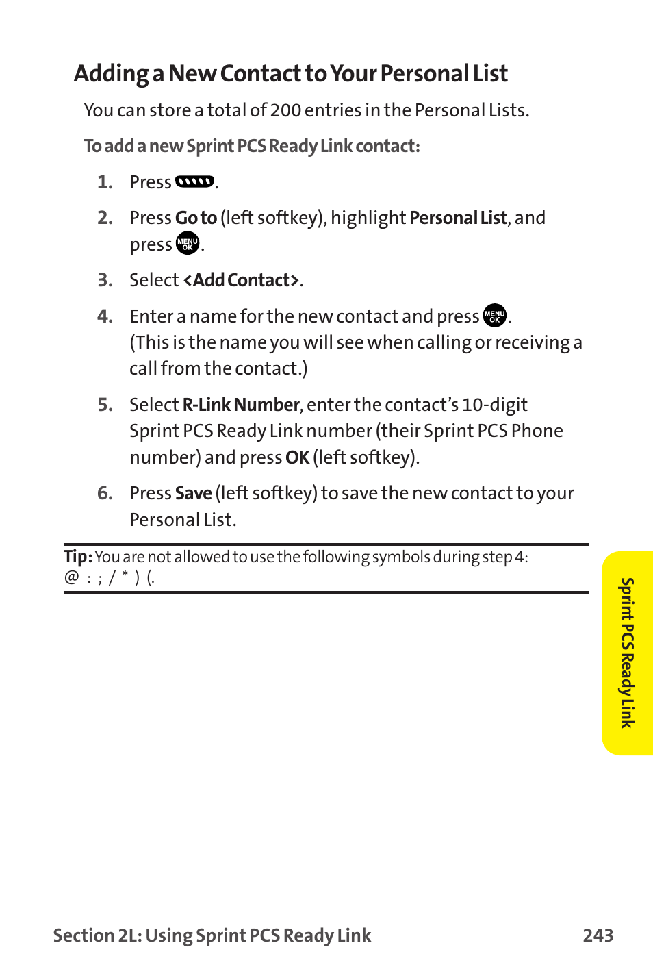 Adding a new contact to your personal list | Sanyo MM-9000 User Manual | Page 253 / 367