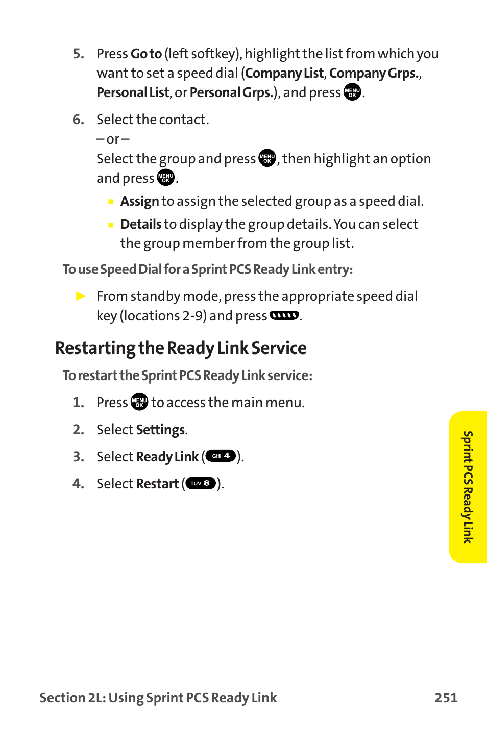 Restarting the ready link service | Sanyo MM-9000 User Manual | Page 261 / 367