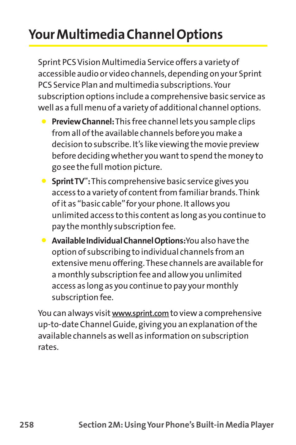 Your multimedia channel options | Sanyo MM-9000 User Manual | Page 268 / 367