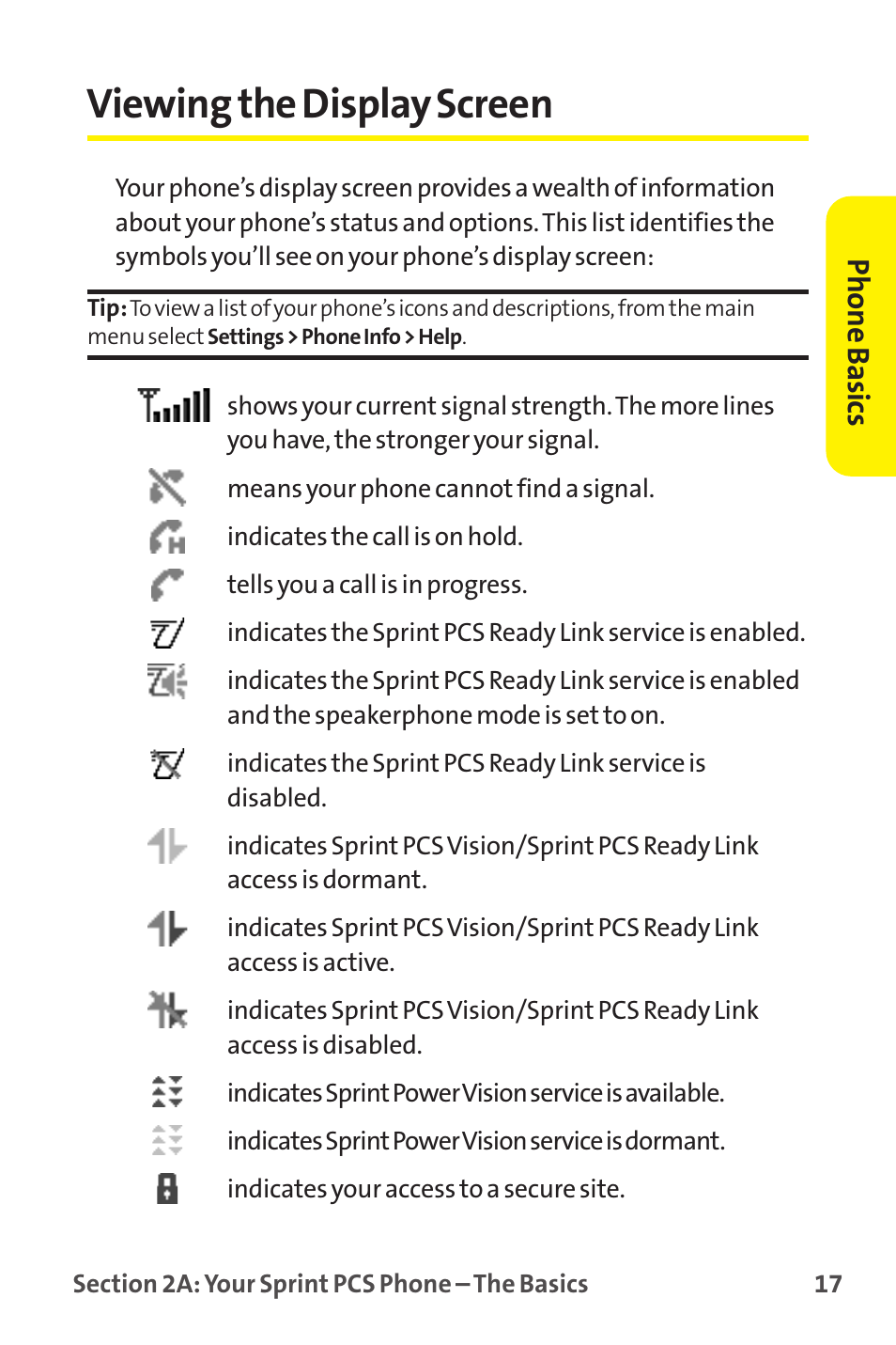 Viewing the display screen, Phone basics | Sanyo MM-9000 User Manual | Page 27 / 367