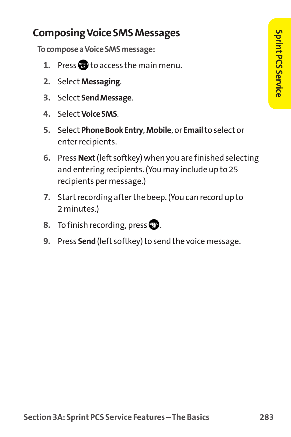 Composingvoice sms messages | Sanyo MM-9000 User Manual | Page 293 / 367