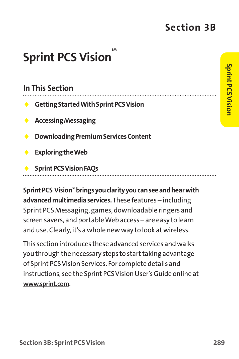 Sprint pcs vision, 3b. sprint pcs vision | Sanyo MM-9000 User Manual | Page 299 / 367