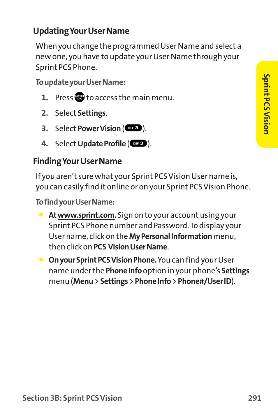 Updating your user name, Finding your user name | Sanyo MM-9000 User Manual | Page 301 / 367