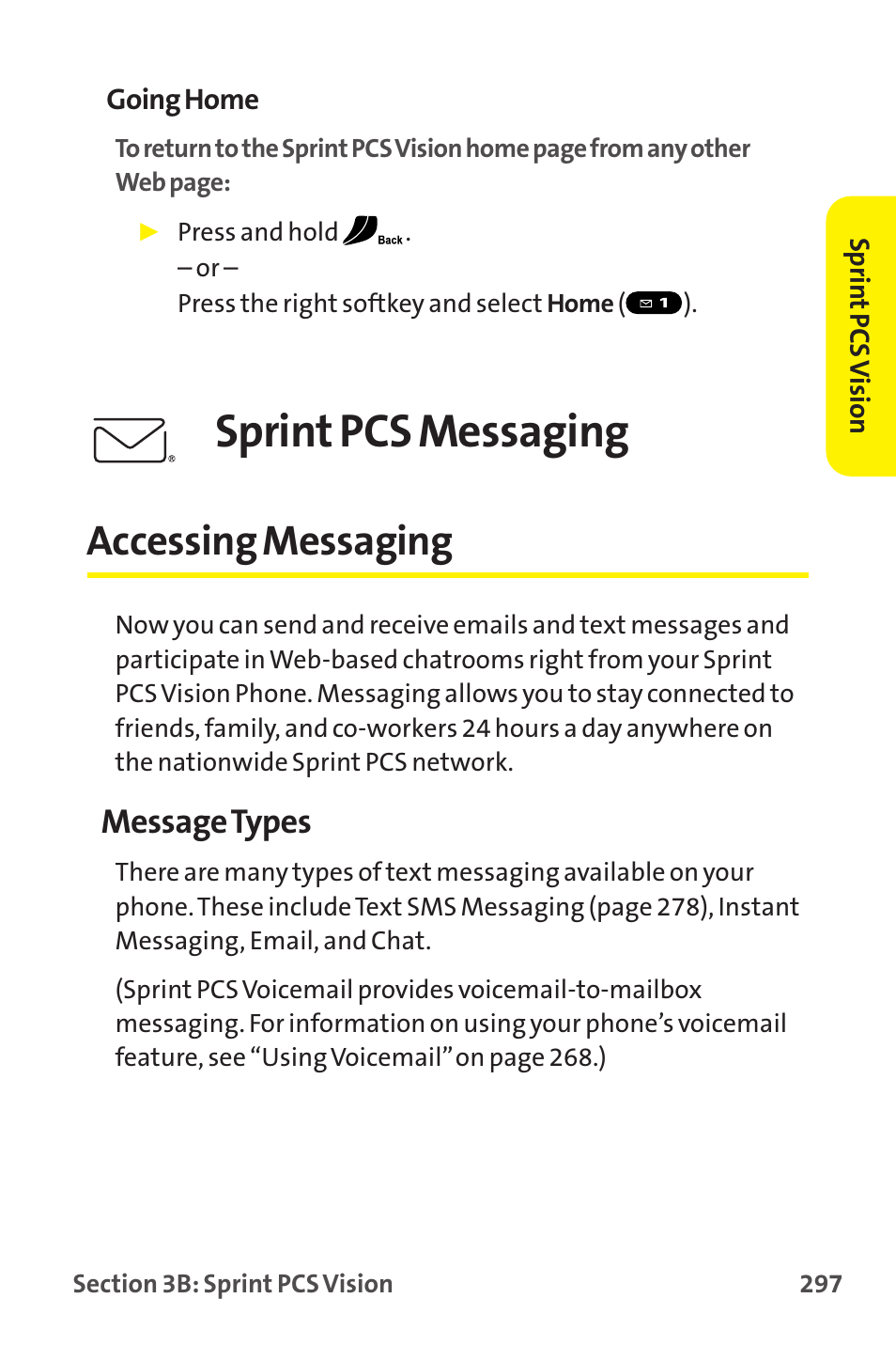 Accessing messaging, Sprint pcs messaging, Message types | Sanyo MM-9000 User Manual | Page 307 / 367