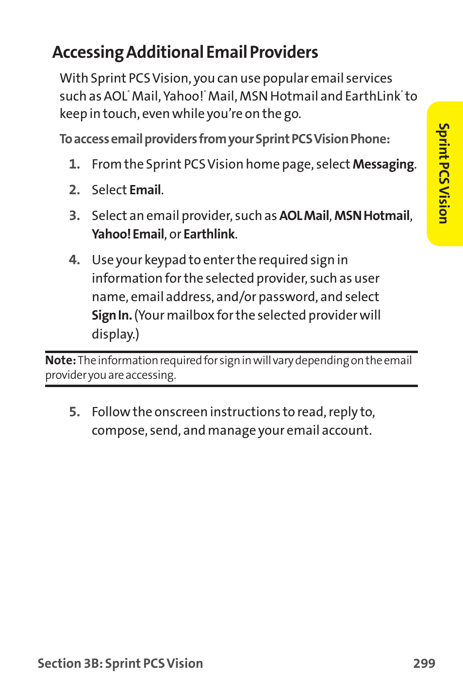 Accessing additional email providers | Sanyo MM-9000 User Manual | Page 309 / 367