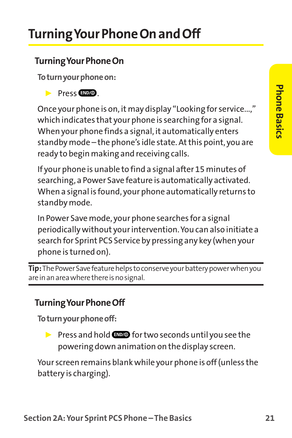 Turning your phone on and off, Phone basics | Sanyo MM-9000 User Manual | Page 31 / 367