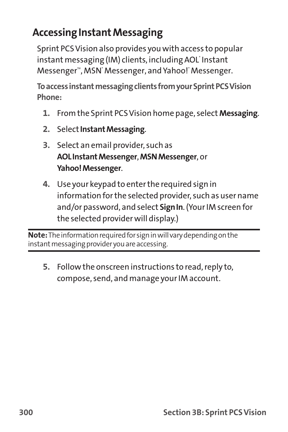 Accessing instant messaging | Sanyo MM-9000 User Manual | Page 310 / 367