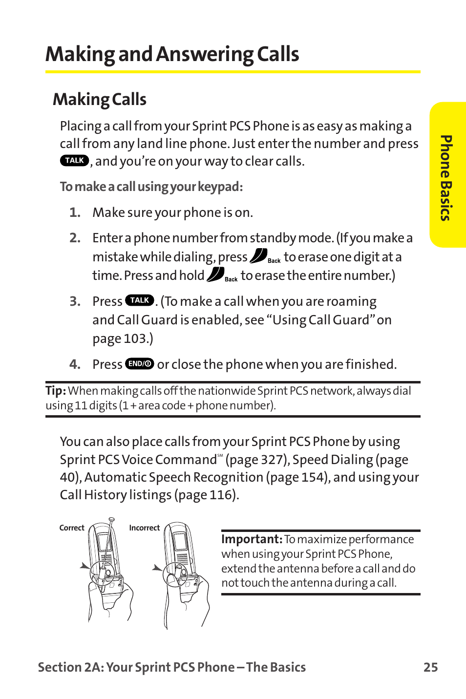 Making and answering calls, Making calls, Phone basics | Sanyo MM-9000 User Manual | Page 35 / 367