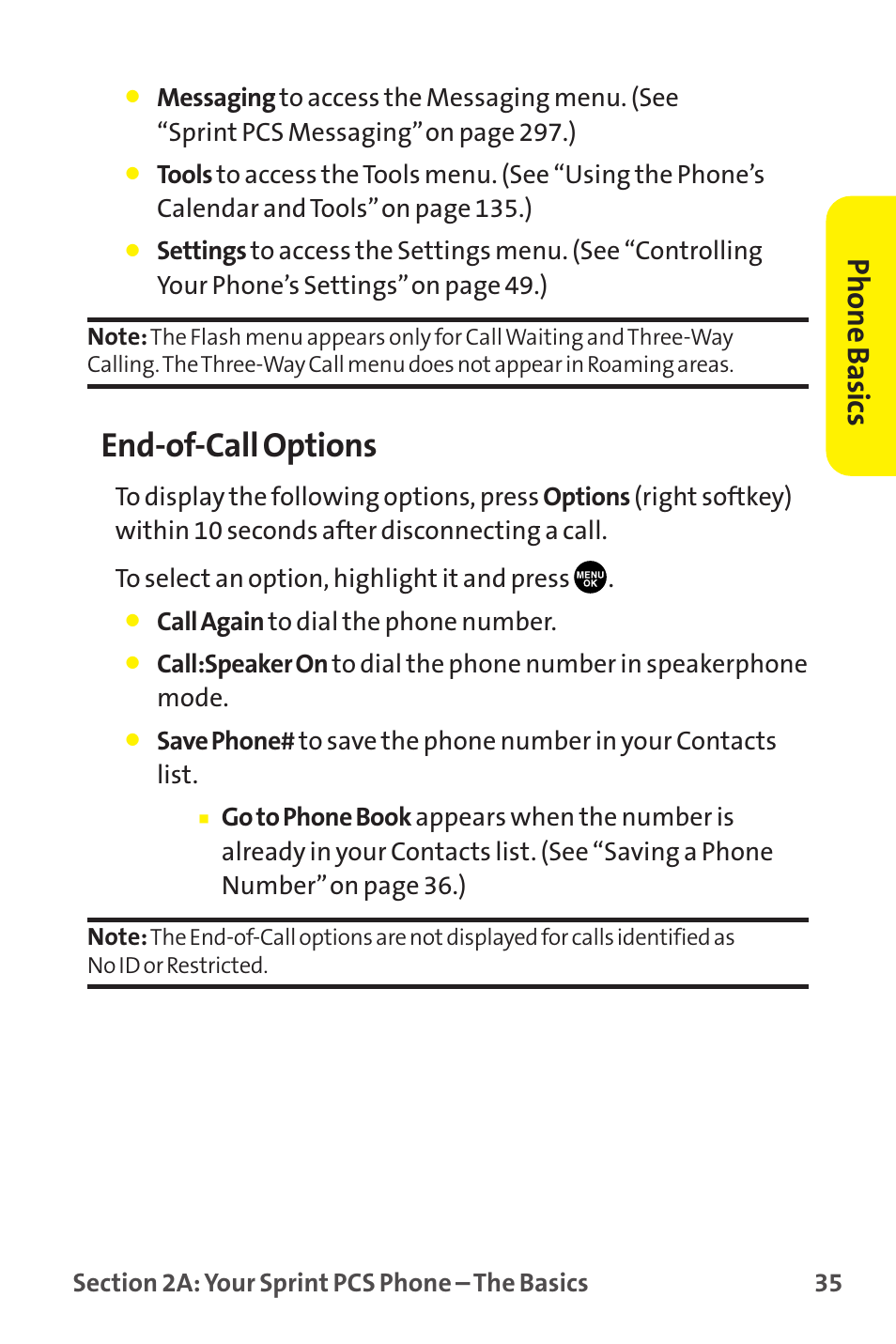 End-of-call options, Phone basics | Sanyo MM-9000 User Manual | Page 45 / 367