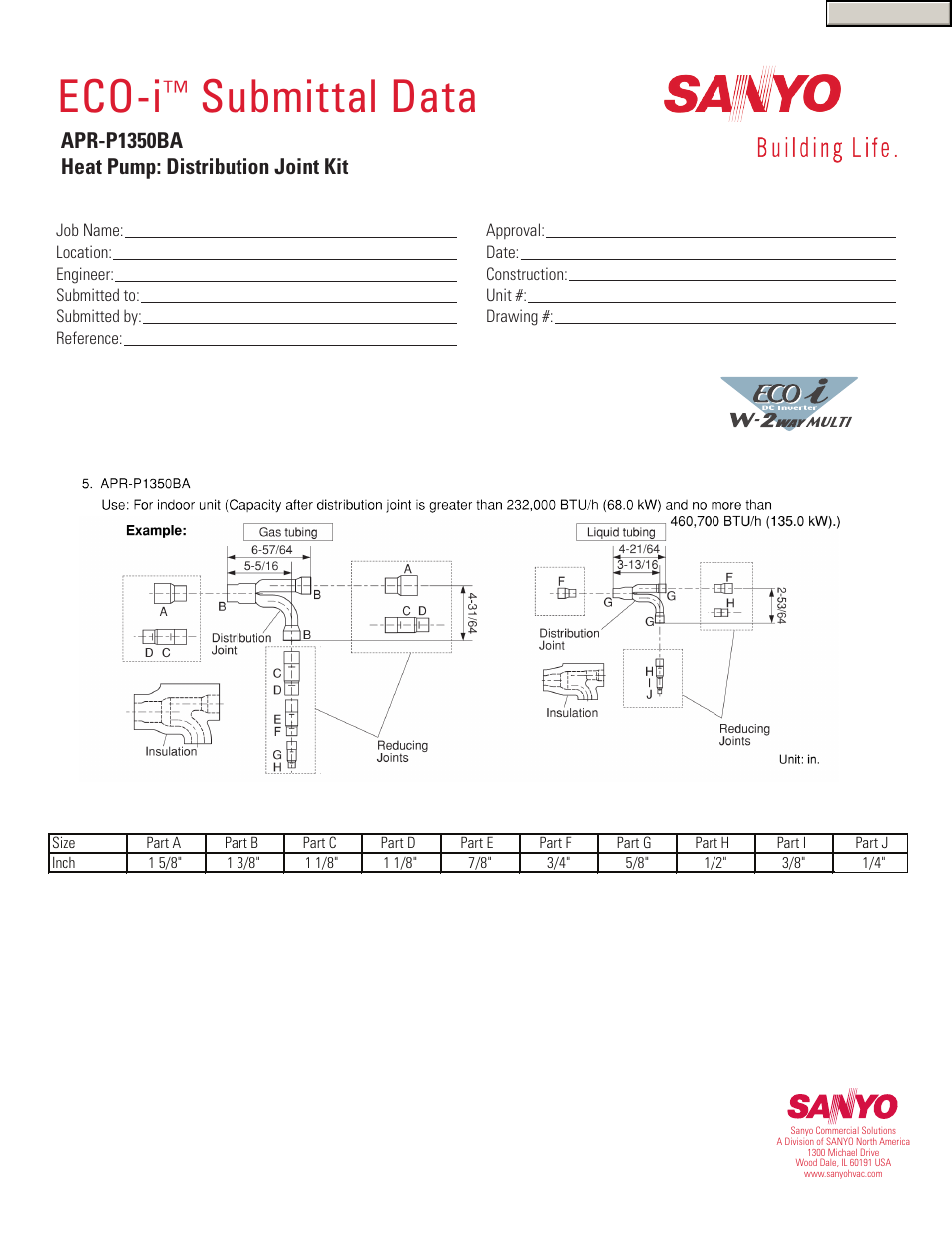 Sanyo ECO-i APR-P1350BA User Manual | 1 page