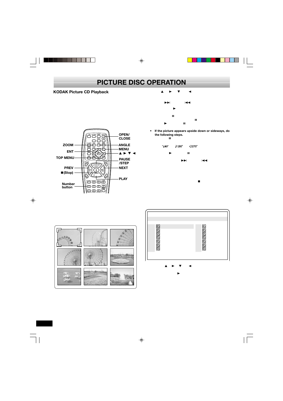 Picture disc operation, Kodak picture cd playback | Sanyo DVD-SL33 User Manual | Page 28 / 38