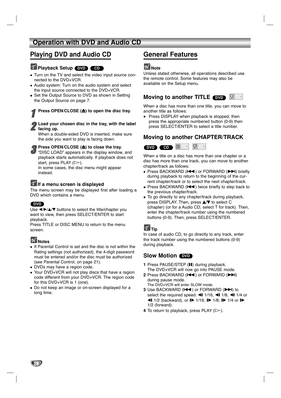 General features | Sanyo DVC-2000 User Manual | Page 28 / 38