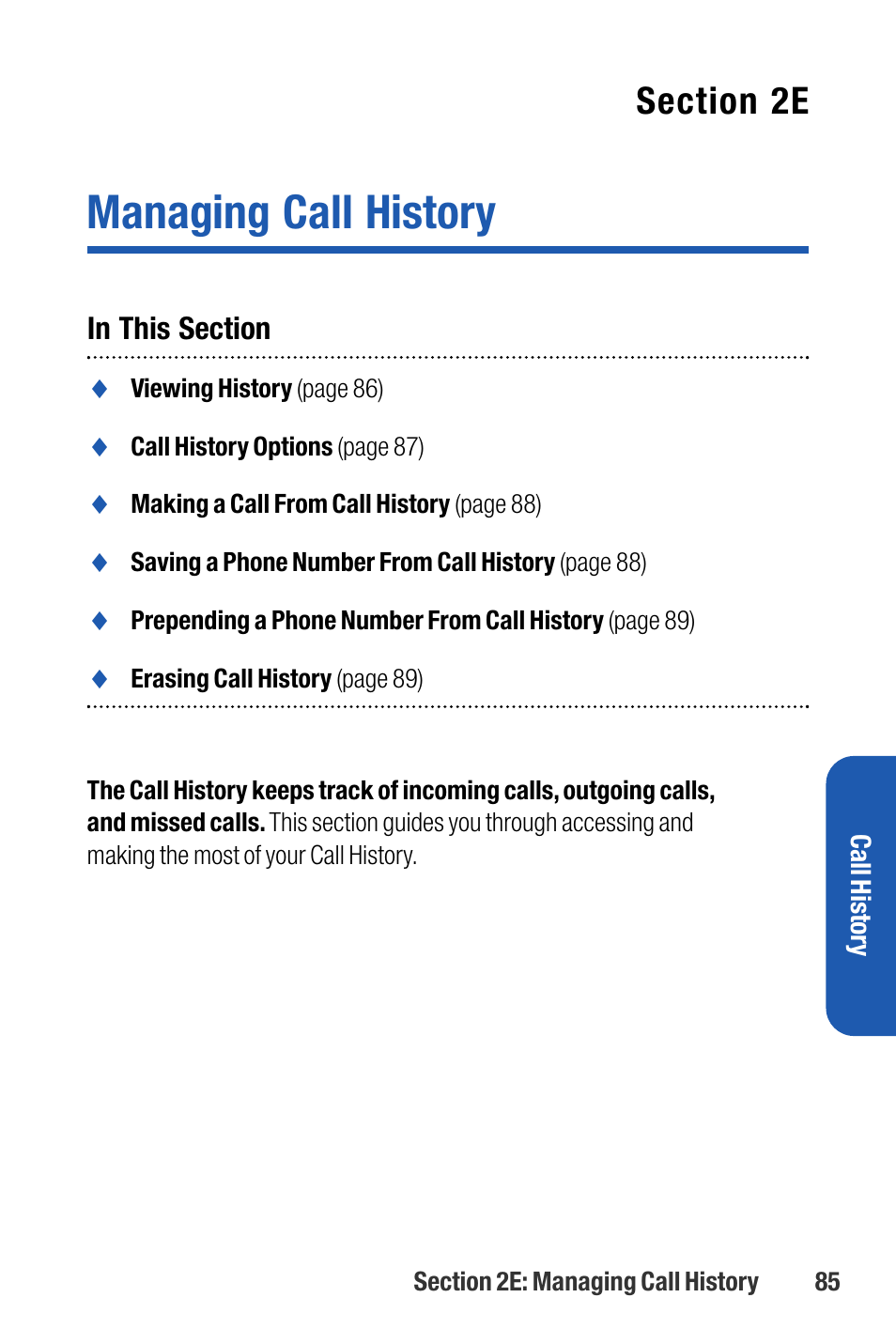 Managing call history | Sanyo M1 User Manual | Page 101 / 284