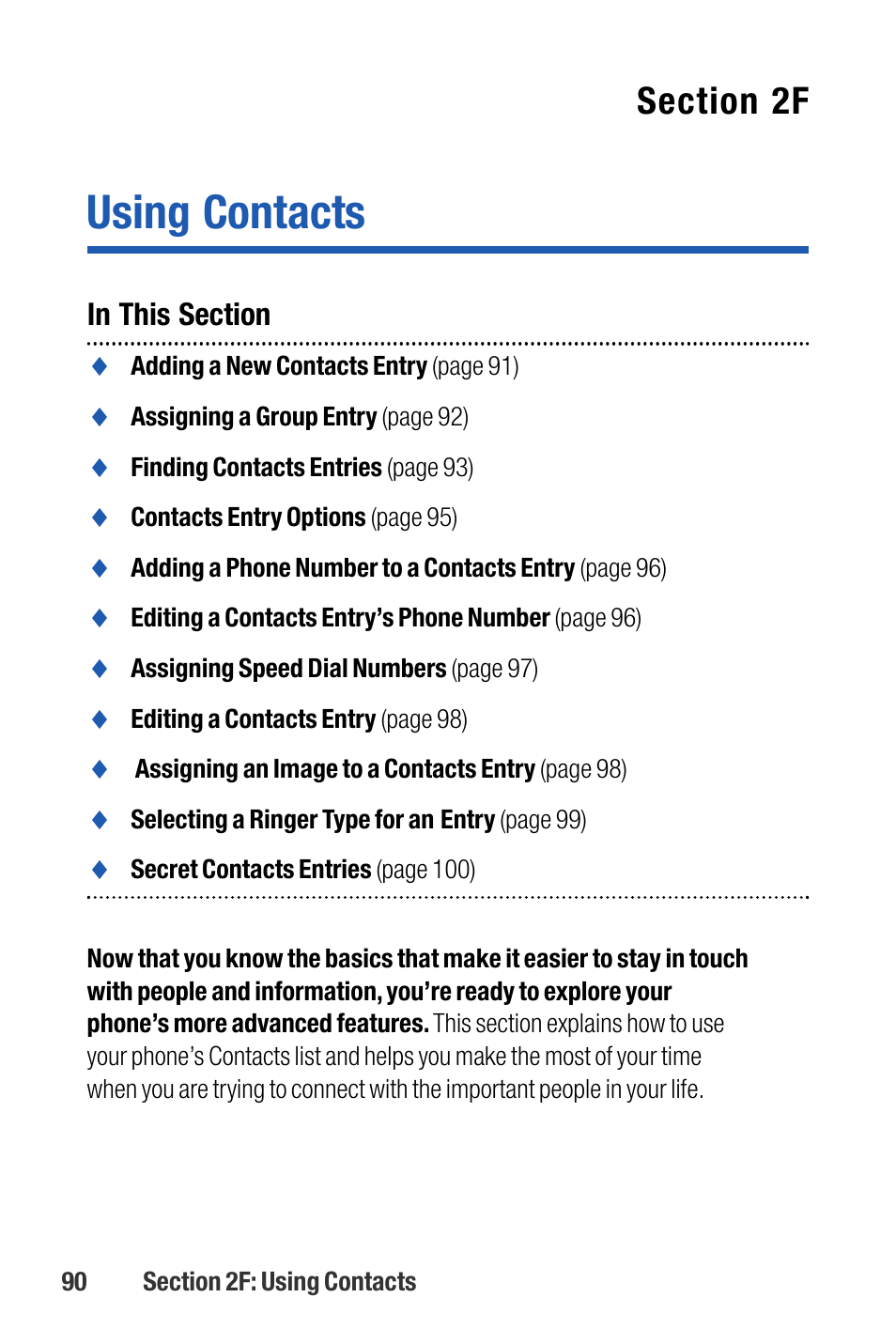 Using contacts | Sanyo M1 User Manual | Page 106 / 284