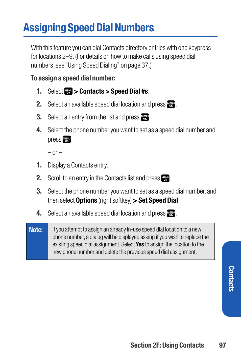 Assigning speed dial numbers | Sanyo M1 User Manual | Page 113 / 284