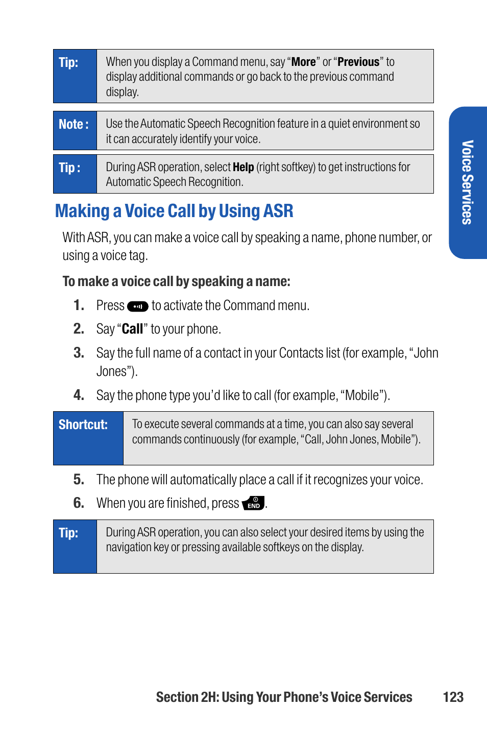 Making a voice call by using asr | Sanyo M1 User Manual | Page 139 / 284