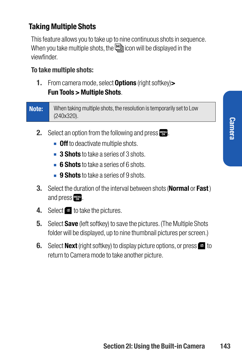 Taking multiple shots | Sanyo M1 User Manual | Page 159 / 284