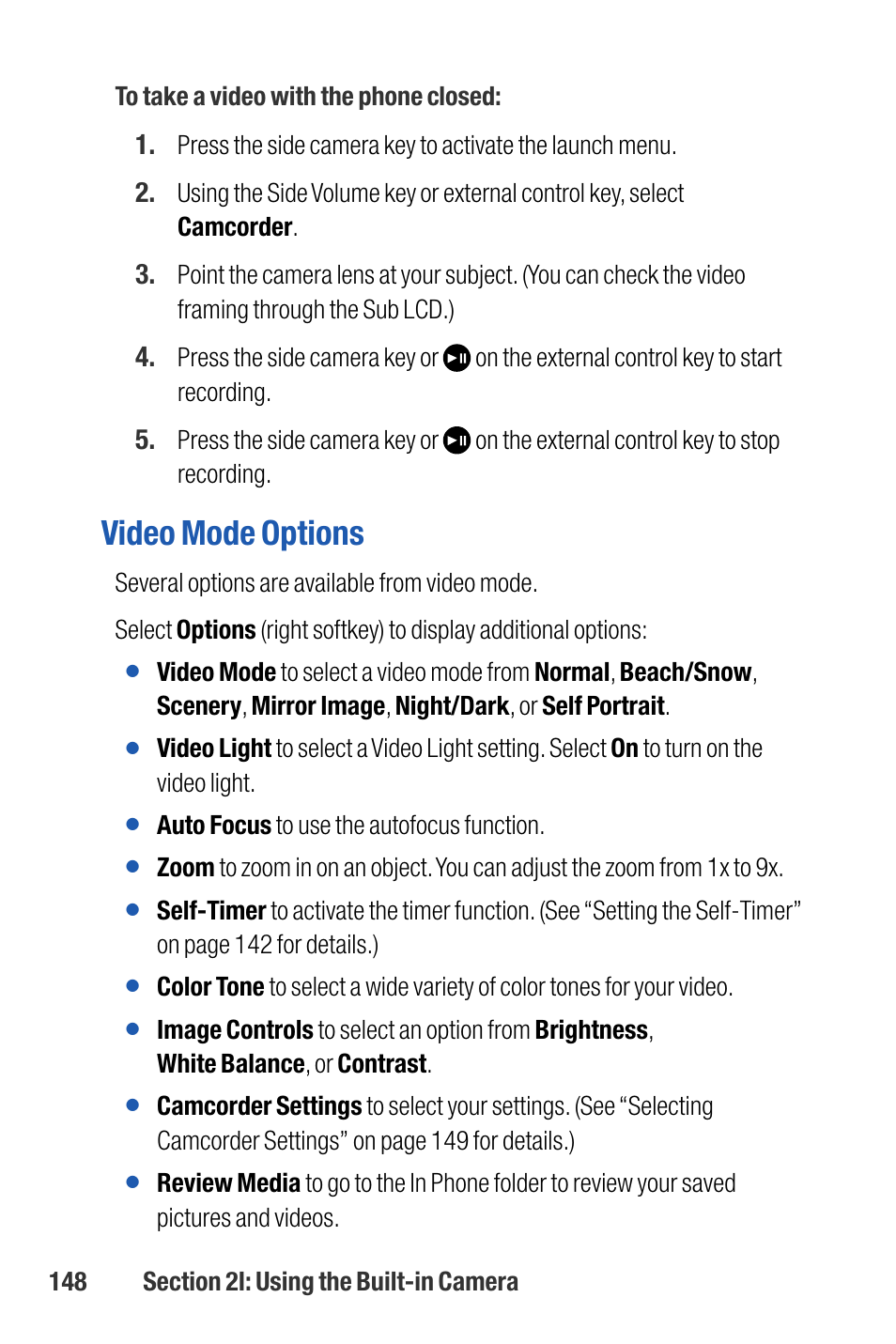 Video mode options | Sanyo M1 User Manual | Page 164 / 284