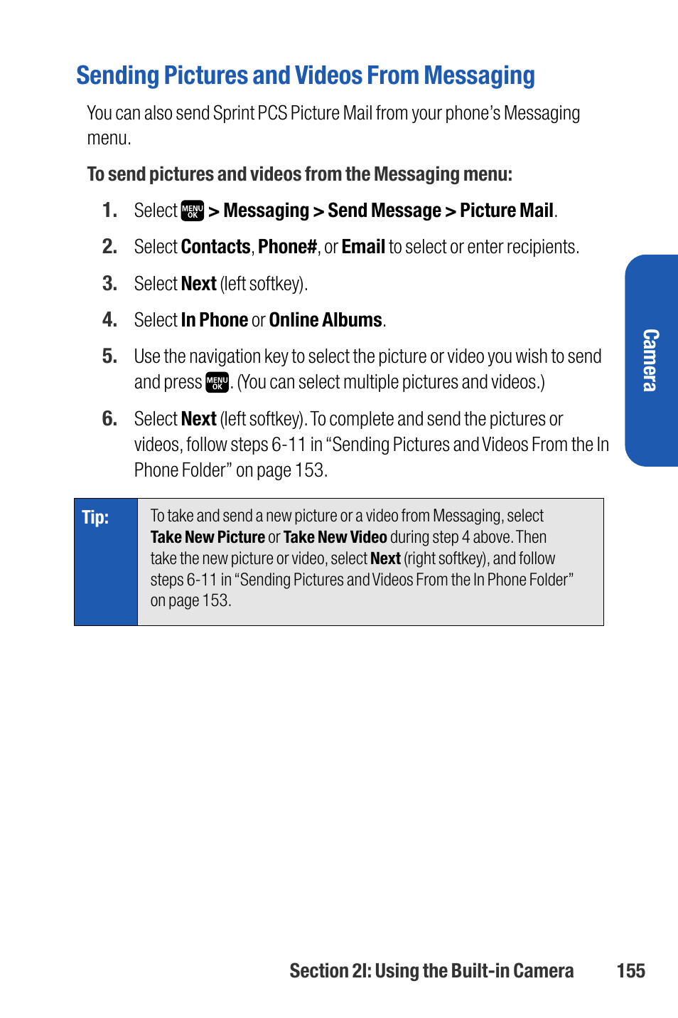 Sending pictures and videos from messaging | Sanyo M1 User Manual | Page 171 / 284