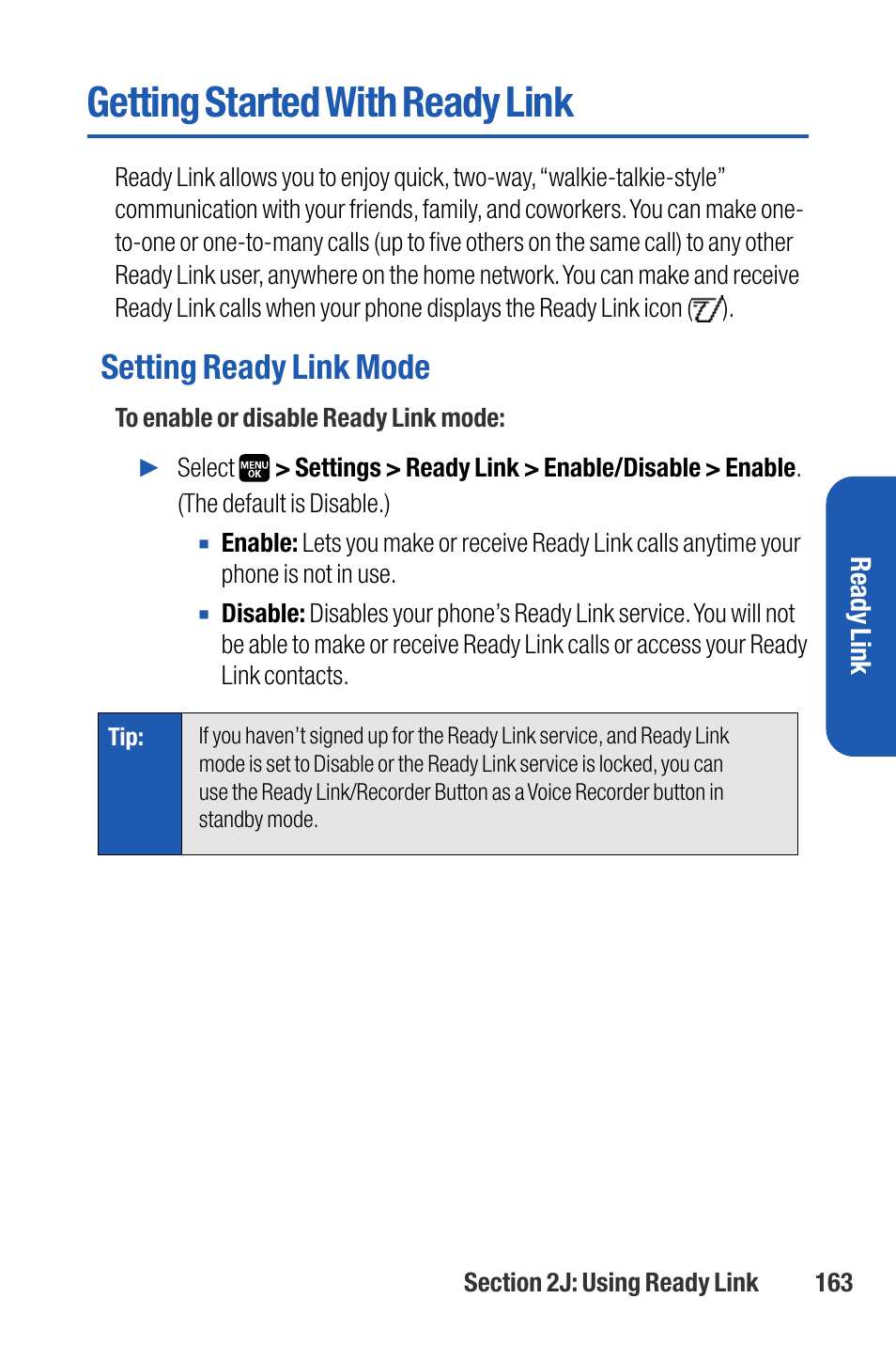 Getting started with ready link, Setting ready link mode | Sanyo M1 User Manual | Page 179 / 284