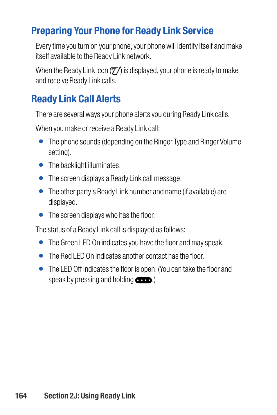 Preparing your phone for ready link service, Ready link call alerts | Sanyo M1 User Manual | Page 180 / 284