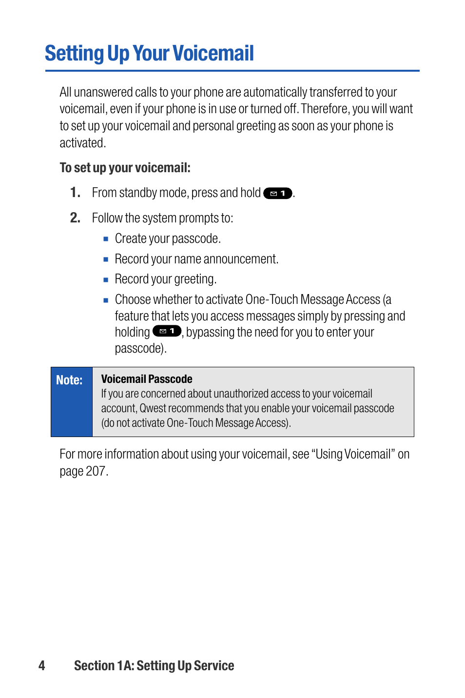 Setting up your voicemail | Sanyo M1 User Manual | Page 20 / 284