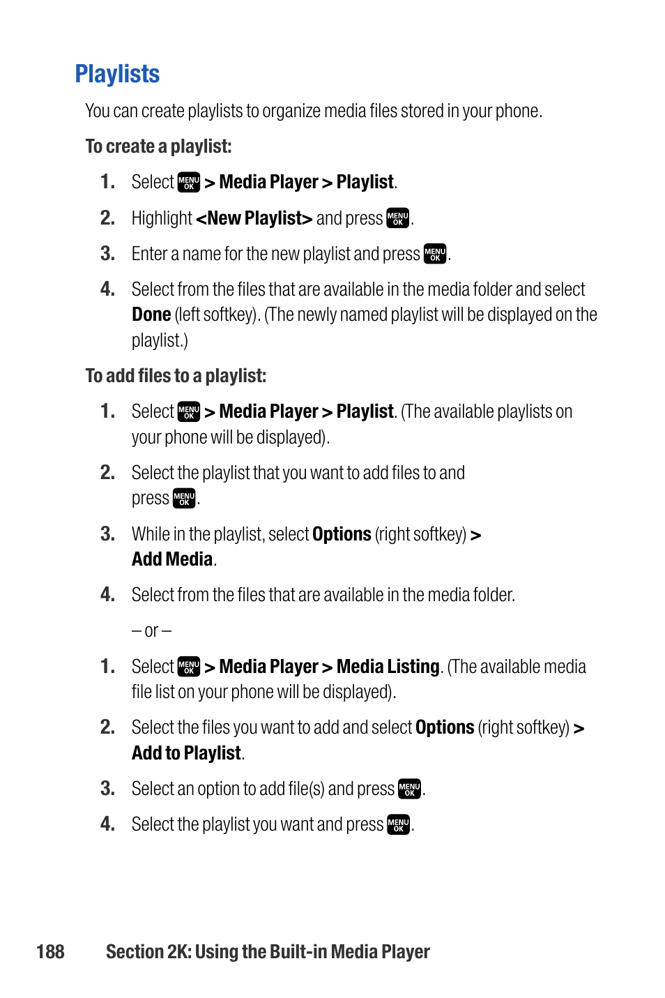 Playlists | Sanyo M1 User Manual | Page 204 / 284