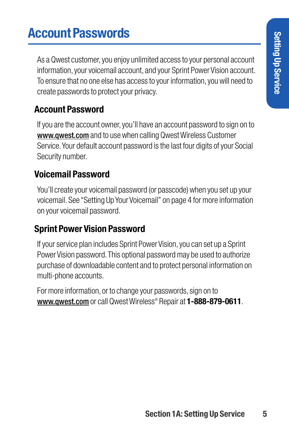 Account passwords | Sanyo M1 User Manual | Page 21 / 284