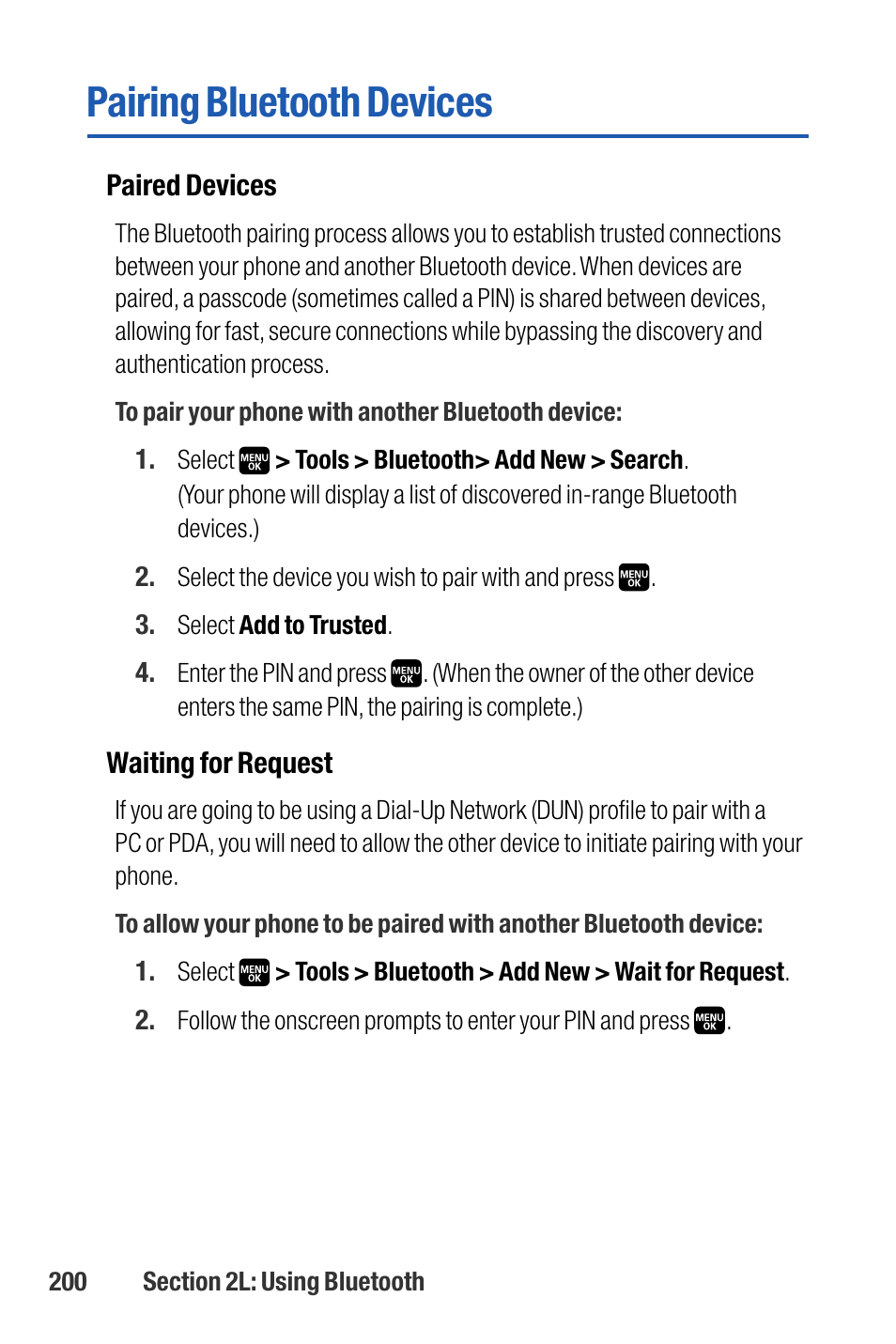 Pairing bluetooth devices | Sanyo M1 User Manual | Page 216 / 284