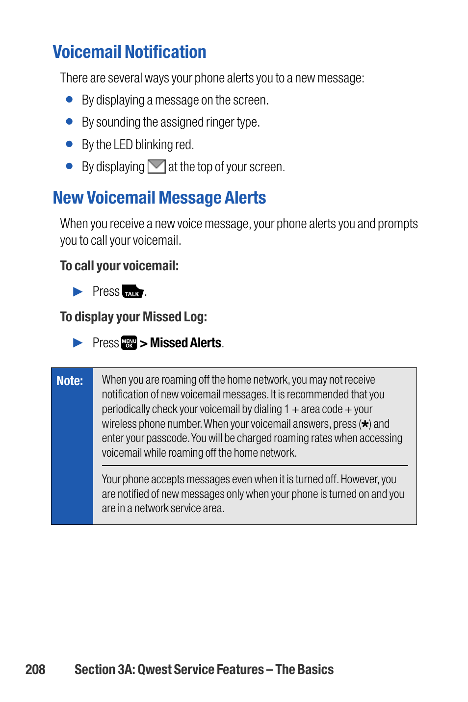 Voicemail notification, New voicemail message alerts | Sanyo M1 User Manual | Page 224 / 284