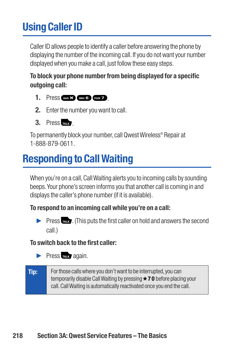 Using caller id, Responding to call waiting | Sanyo M1 User Manual | Page 234 / 284