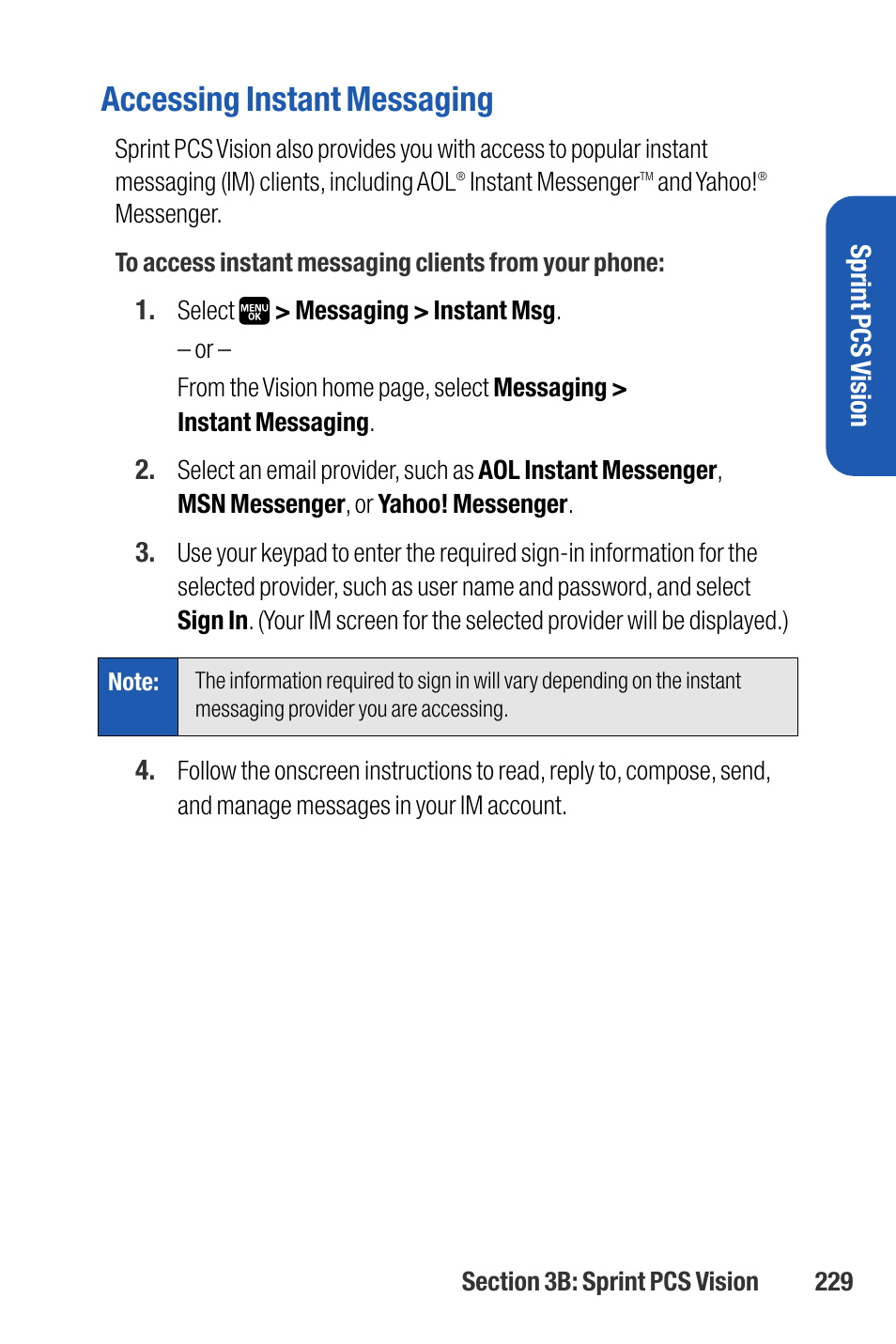 Accessing instant messaging | Sanyo M1 User Manual | Page 245 / 284