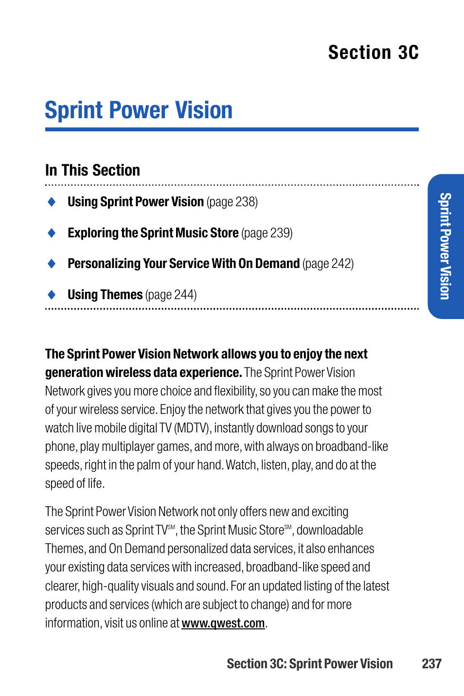Sprint power vision | Sanyo M1 User Manual | Page 253 / 284