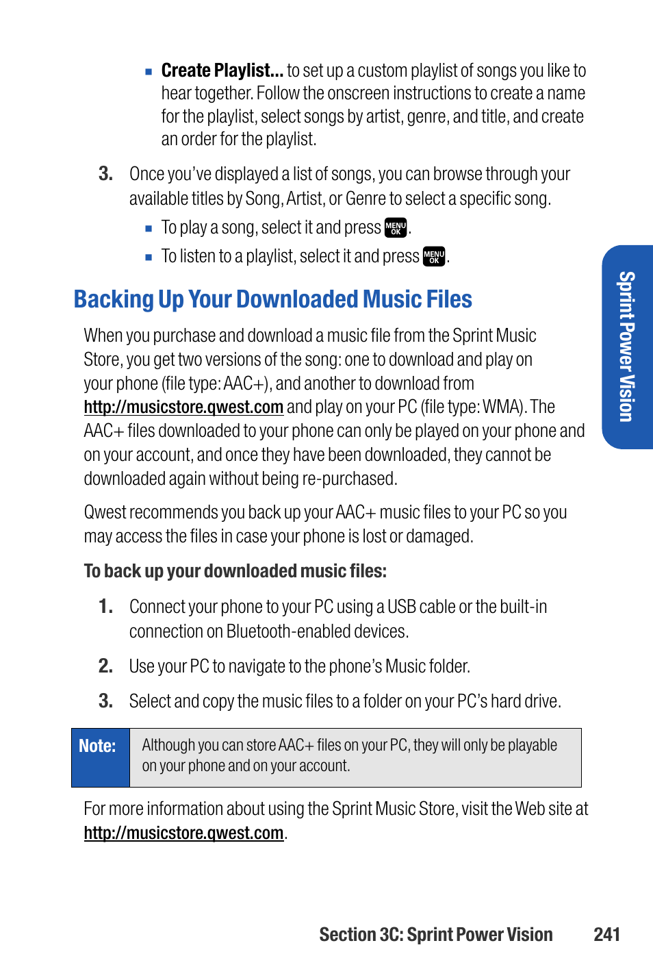 Backing up your downloaded music files | Sanyo M1 User Manual | Page 257 / 284