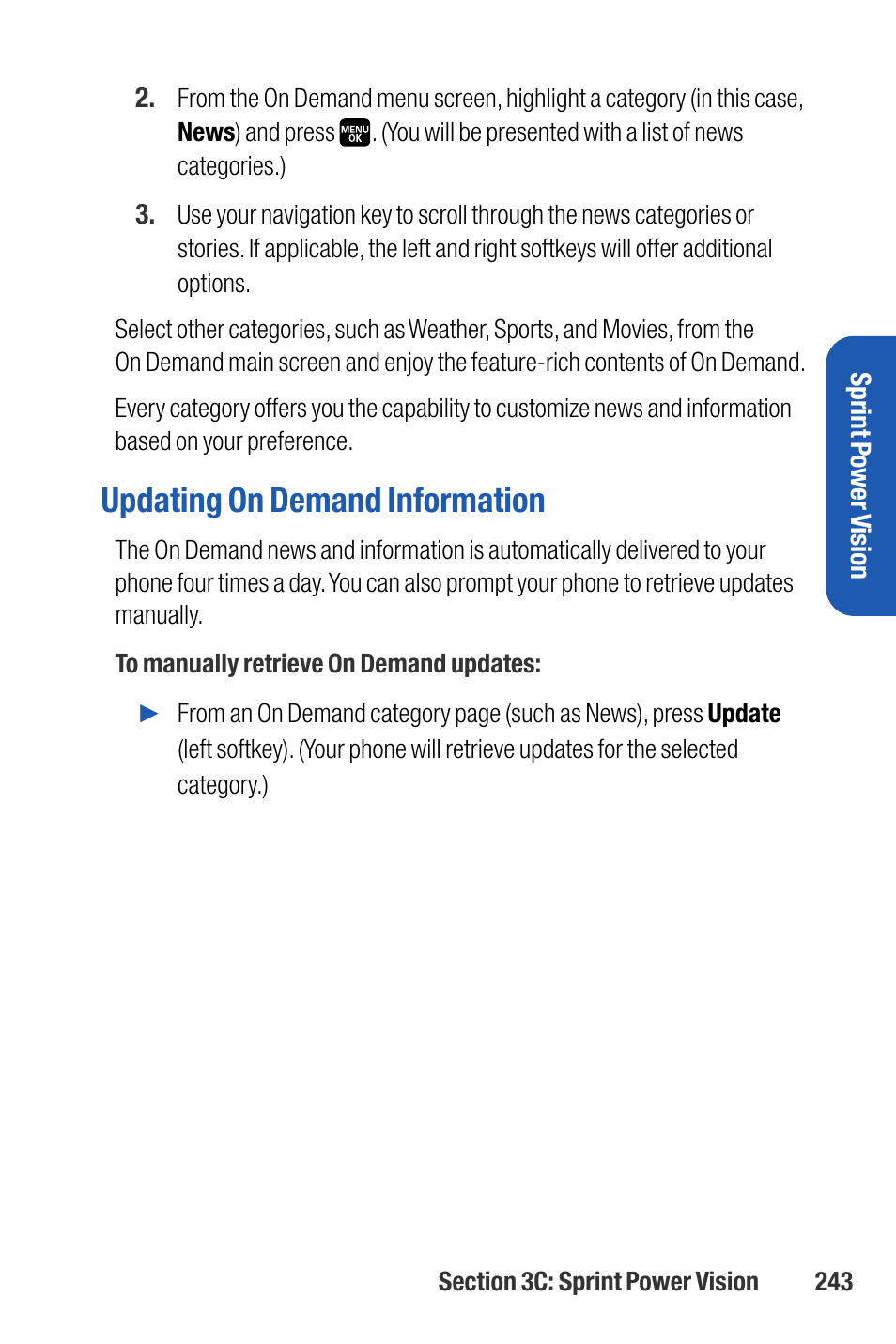 Updating on demand information | Sanyo M1 User Manual | Page 259 / 284